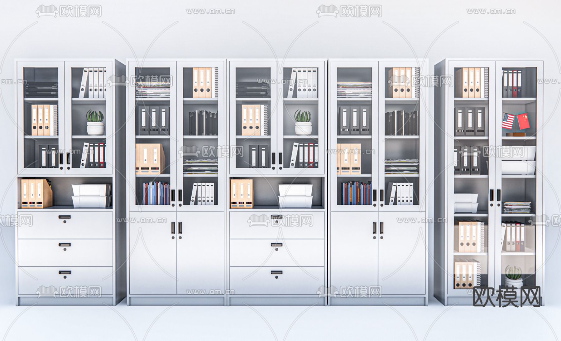 现代文件柜su模型下载（渲染图1）