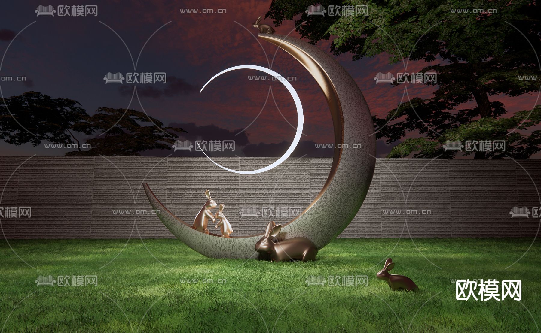 现代景观雕塑小品su模型下载（渲染图1）