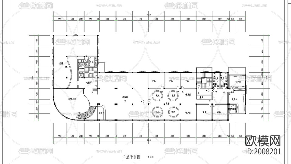 酒店建筑cad施工圖下載(渲染圖3)