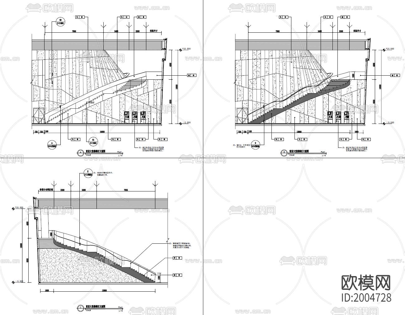 600㎡办公楼大堂cad施工图下载（渲染图10）