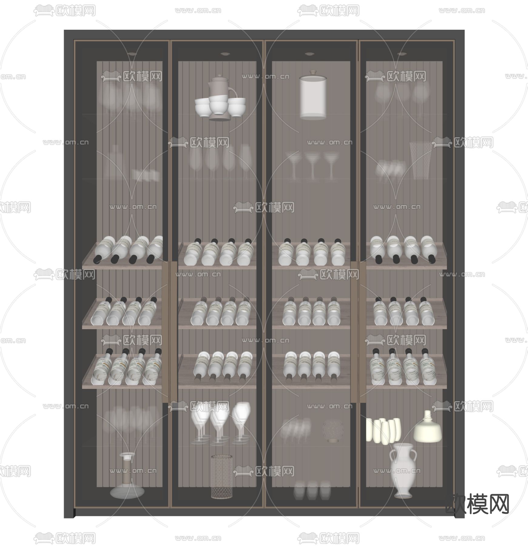 现代酒柜su模型下载