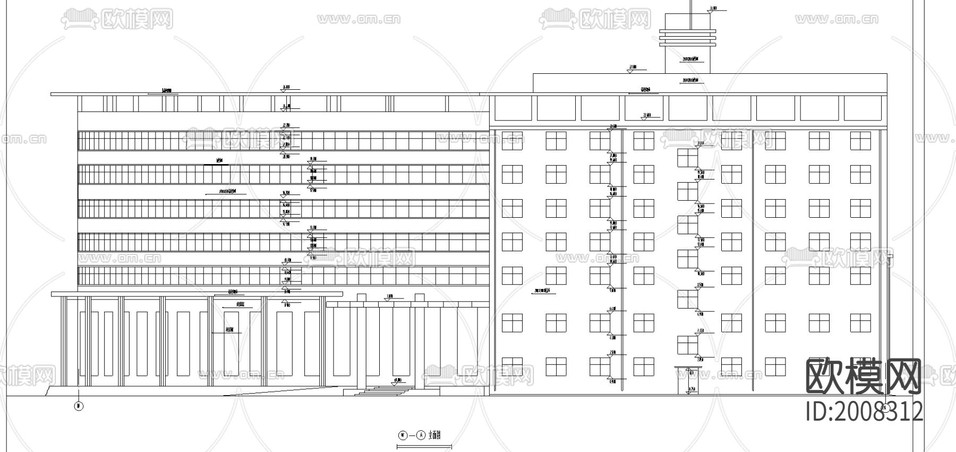 酒店建筑cad施工圖下載(渲染圖3)