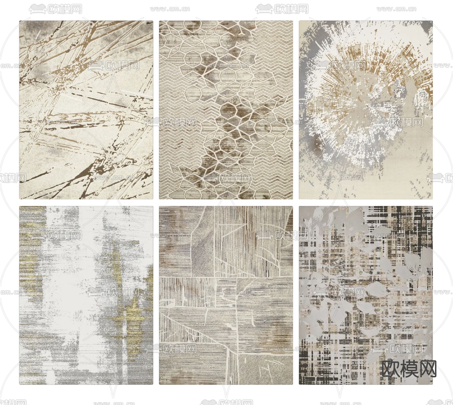 现代布艺地毯su模型下载