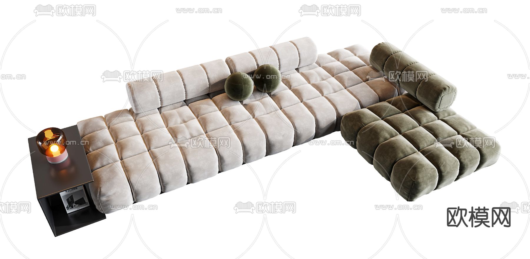 现代转角沙发su模型下载（渲染图1）