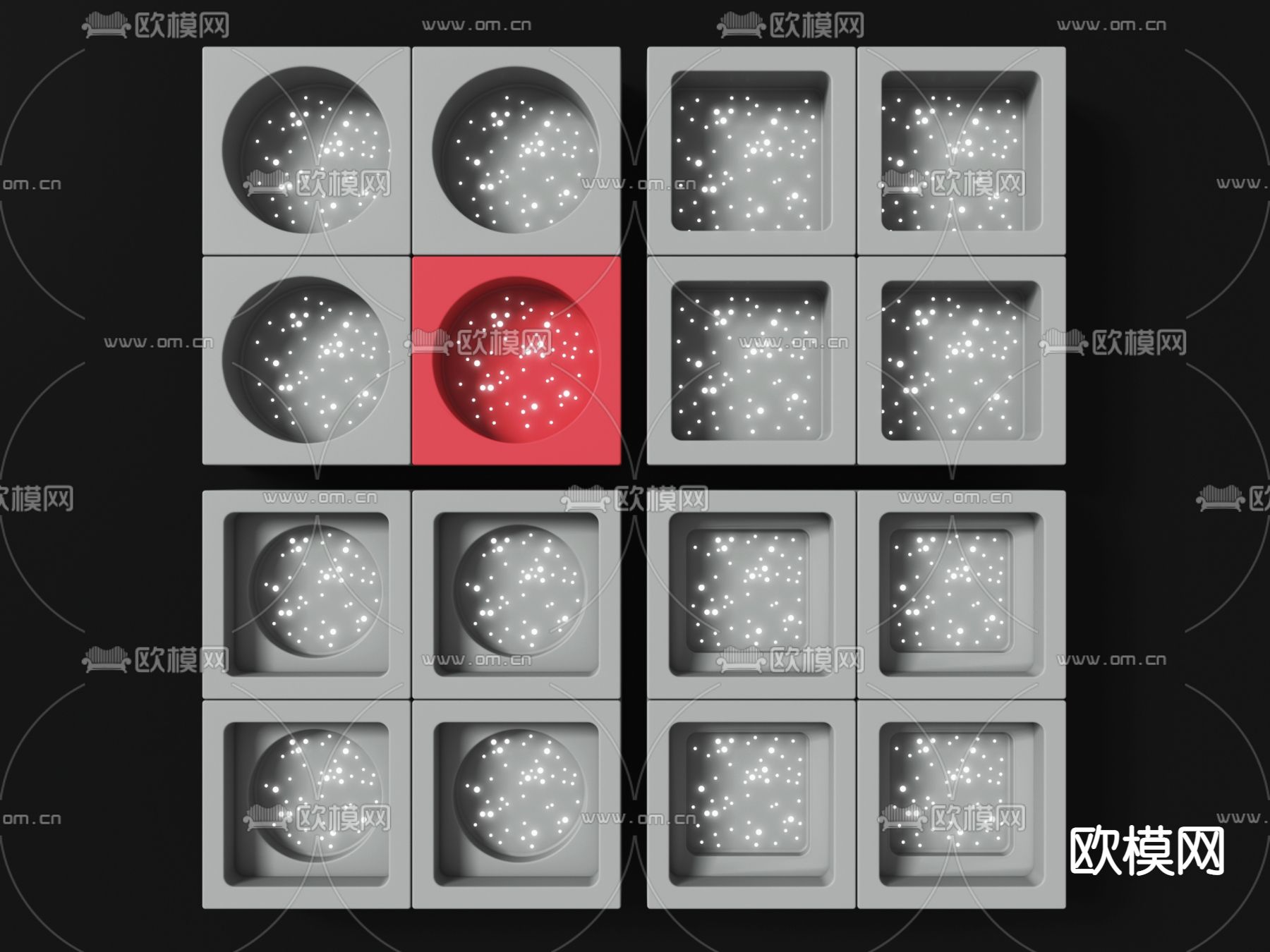 侘寂风水泥空心砖3d模型下载（渲染图2）