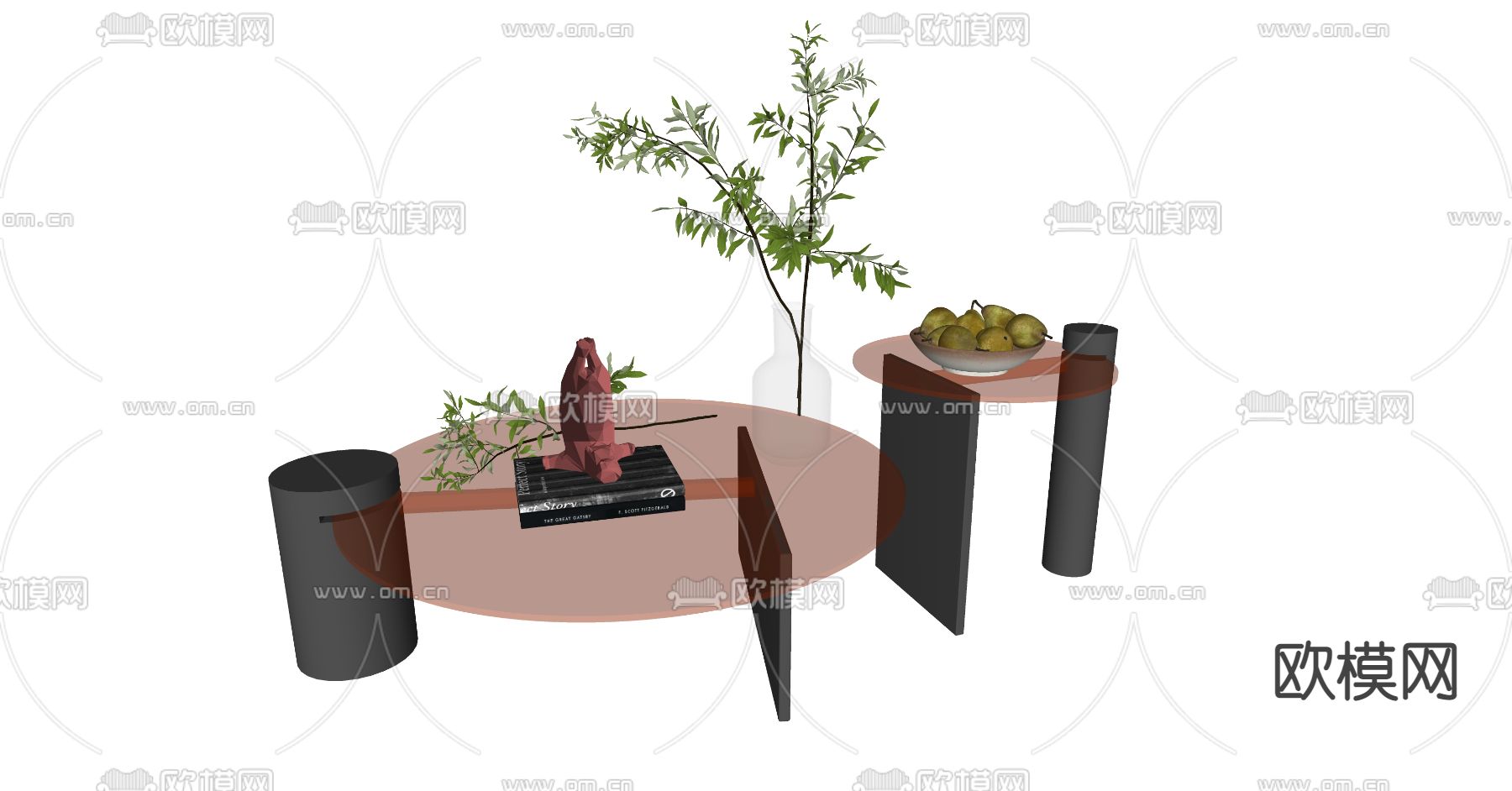 现代亚克力茶几su模型