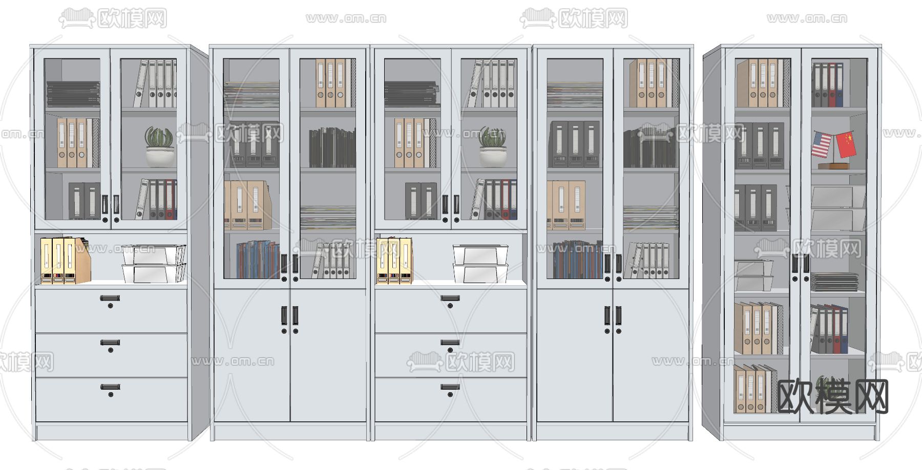 现代文件柜su模型下载（渲染图2）