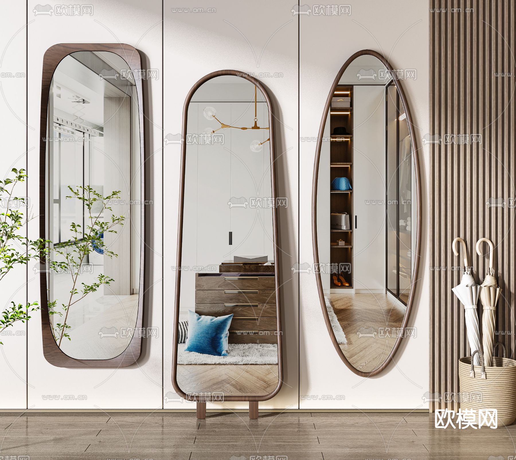 现代全身镜穿衣镜3d模型下载