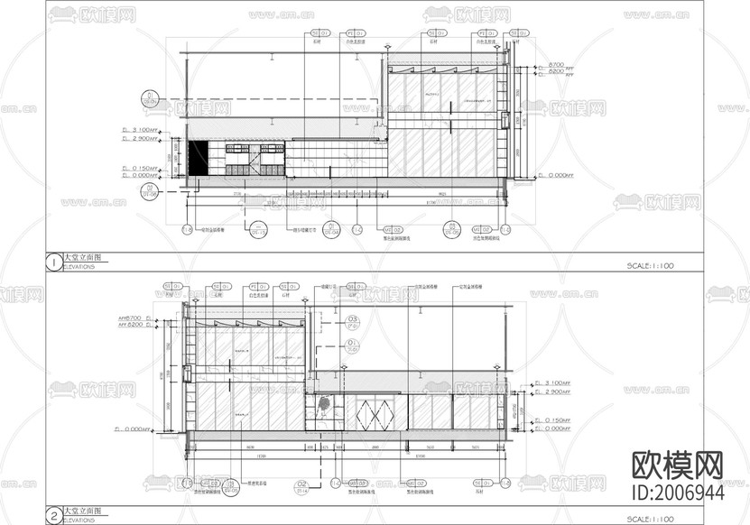 某辦公樓大堂CAD施工圖+效果圖下載(渲染圖8)