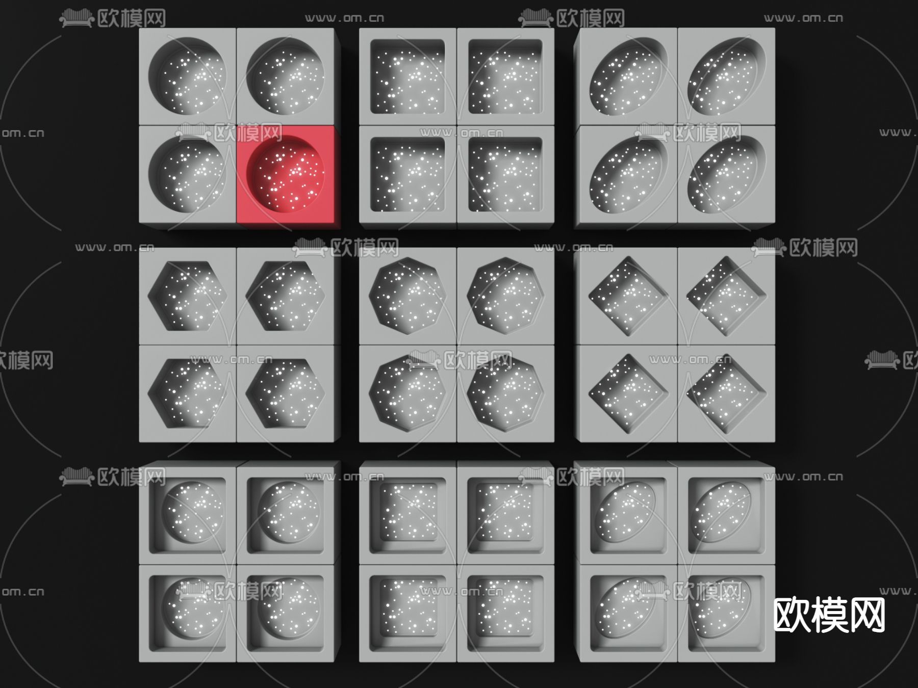 侘寂风水泥空心砖3d模型下载（渲染图1）