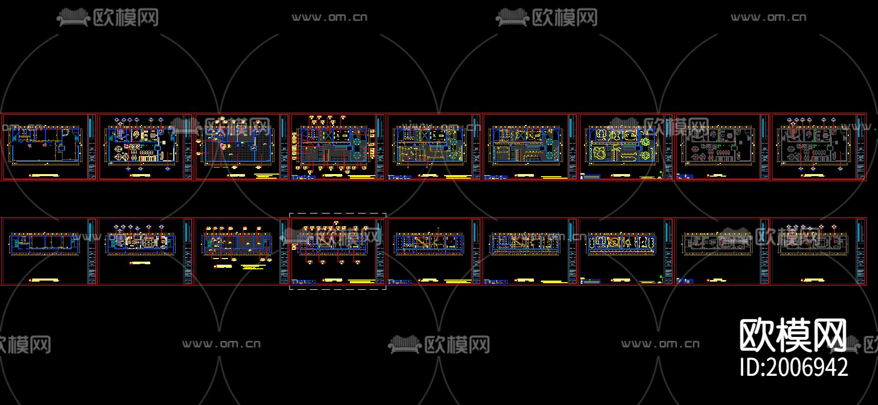 1200㎡办公室CAD施工图+效果图下载（渲染图10）