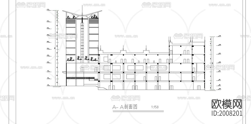 酒店建筑cad施工圖下載(渲染圖4)
