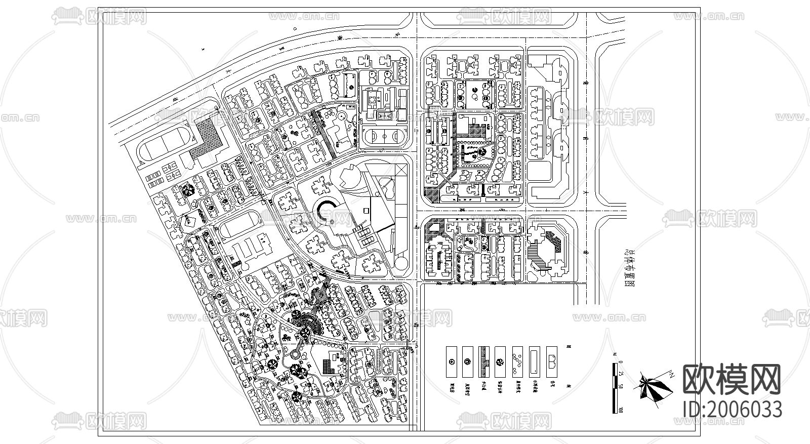住宅小区规划平面图CAD施工图下载（渲染图2）