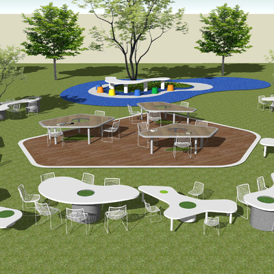  现代户外异形树池座椅su模型 