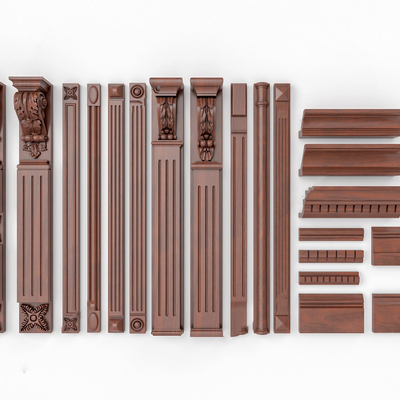  美式雕花罗马柱su模型 