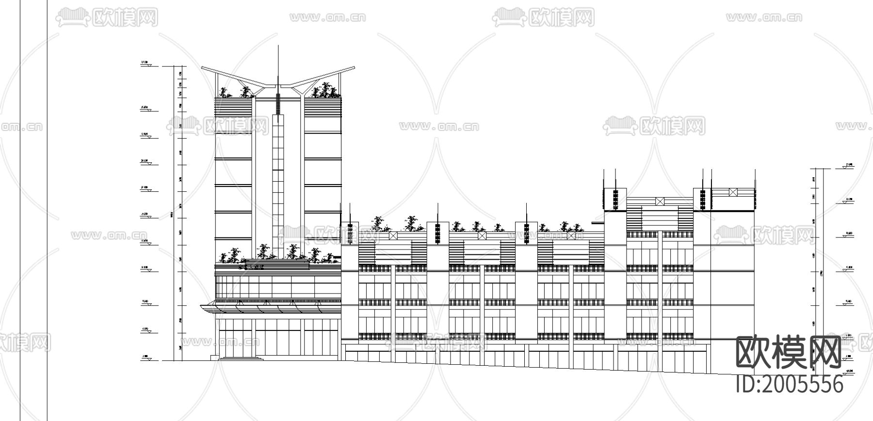 酒店方案cad施工图下载（渲染图1）