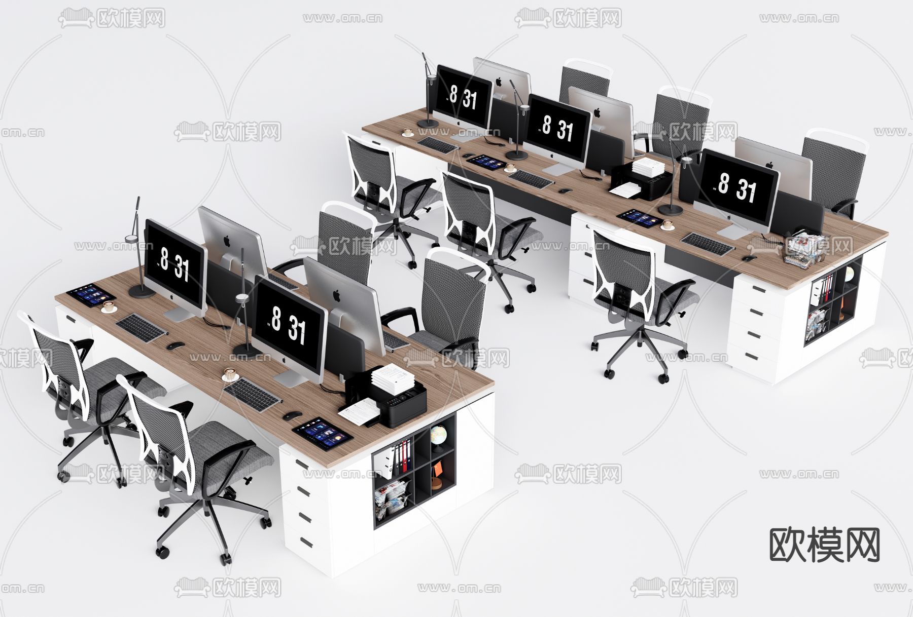 现代办公桌椅su模型下载（渲染图1）