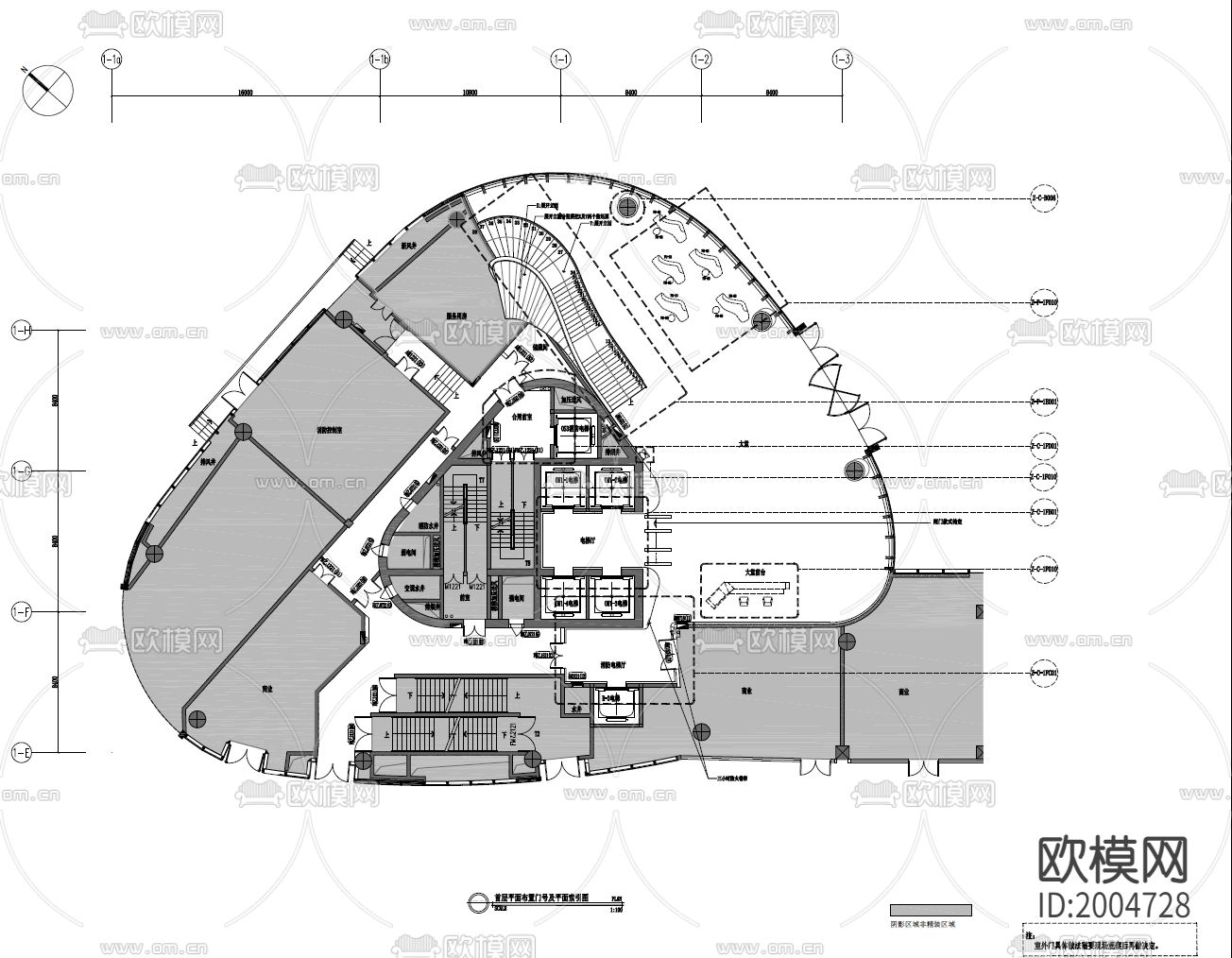 600㎡办公楼大堂cad施工图下载（渲染图2）