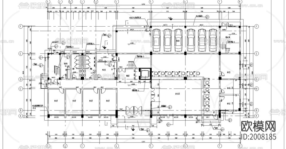 辦公樓建筑cad施工圖下載(渲染圖2)