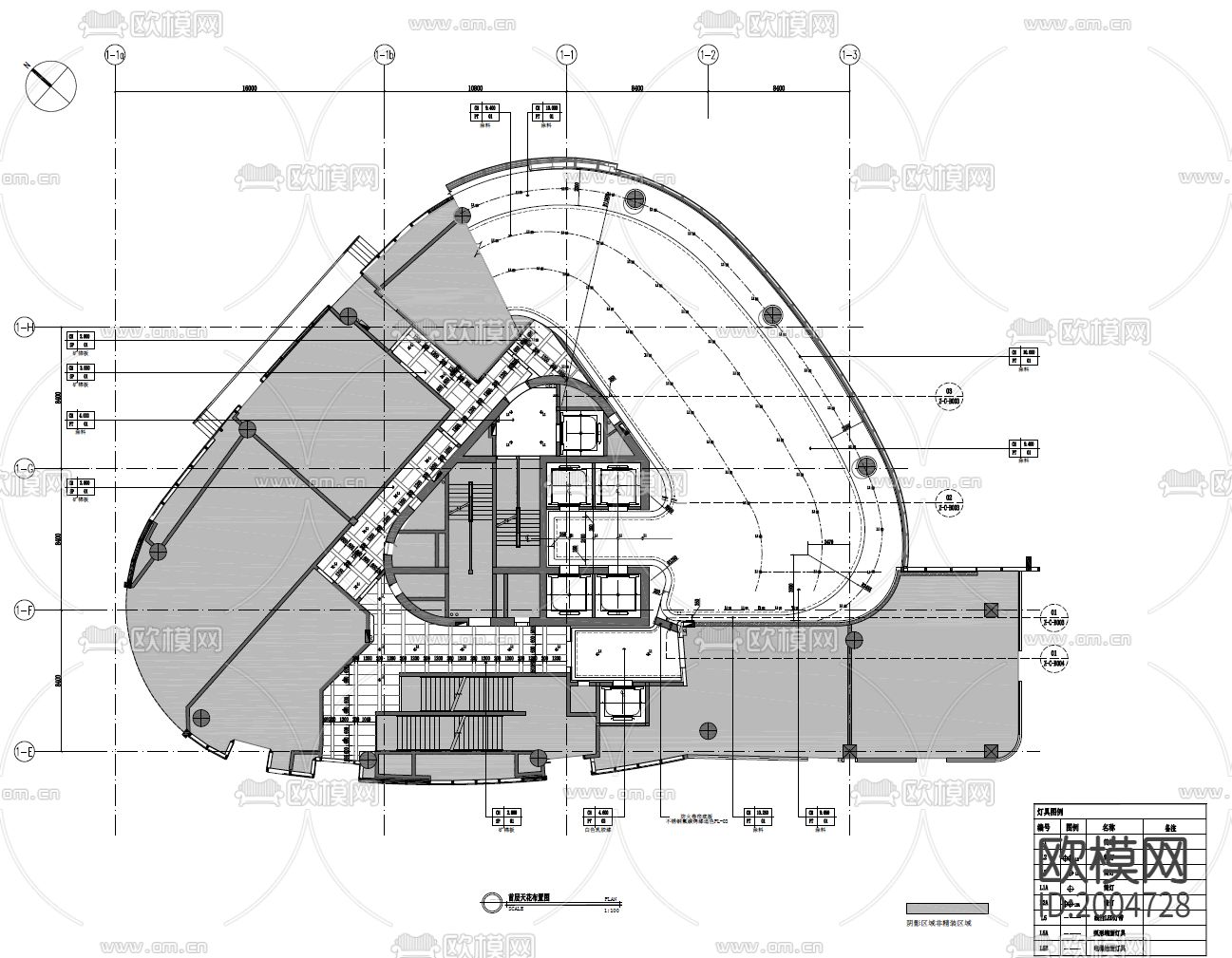 600㎡办公楼大堂cad施工图下载（渲染图4）