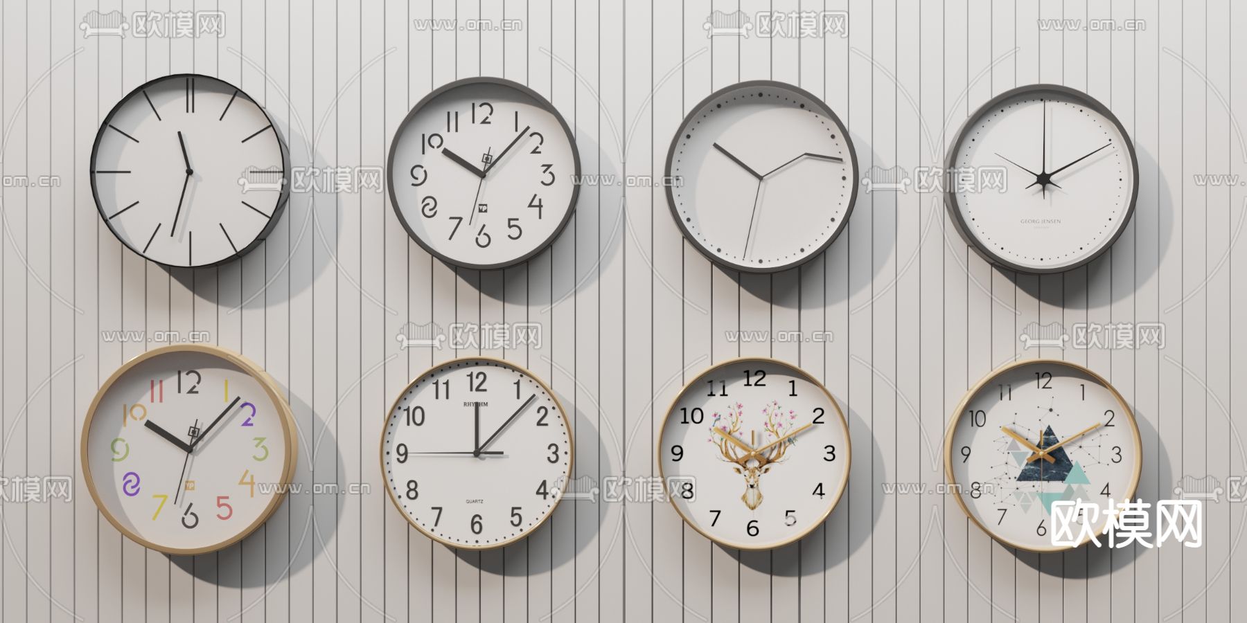 现代钟表挂钟su模型下载（渲染图1）