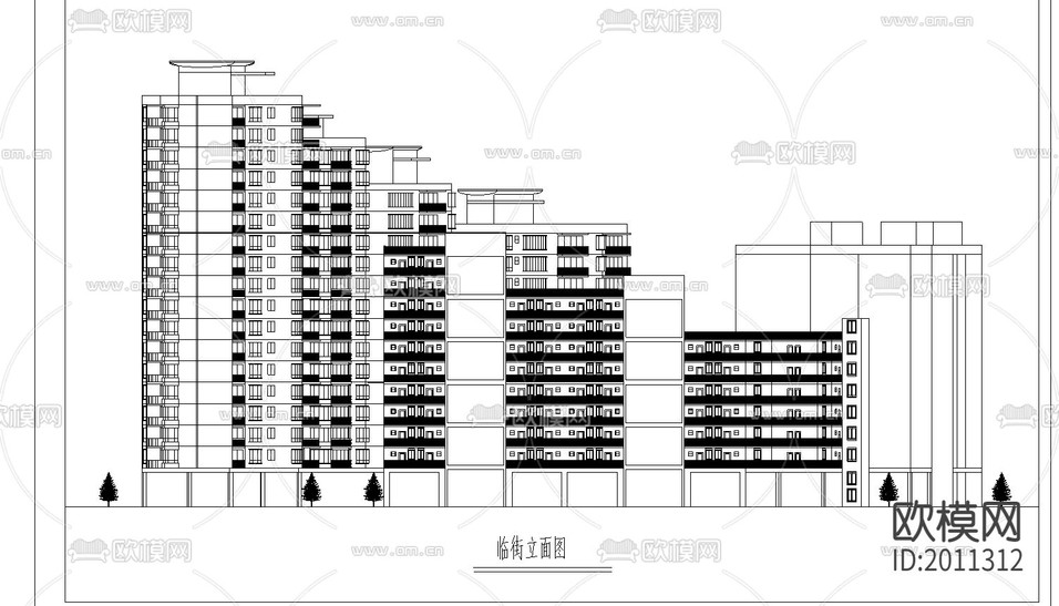 住宅樓小區(qū)規(guī)劃圖cad圖庫下載(渲染圖3)