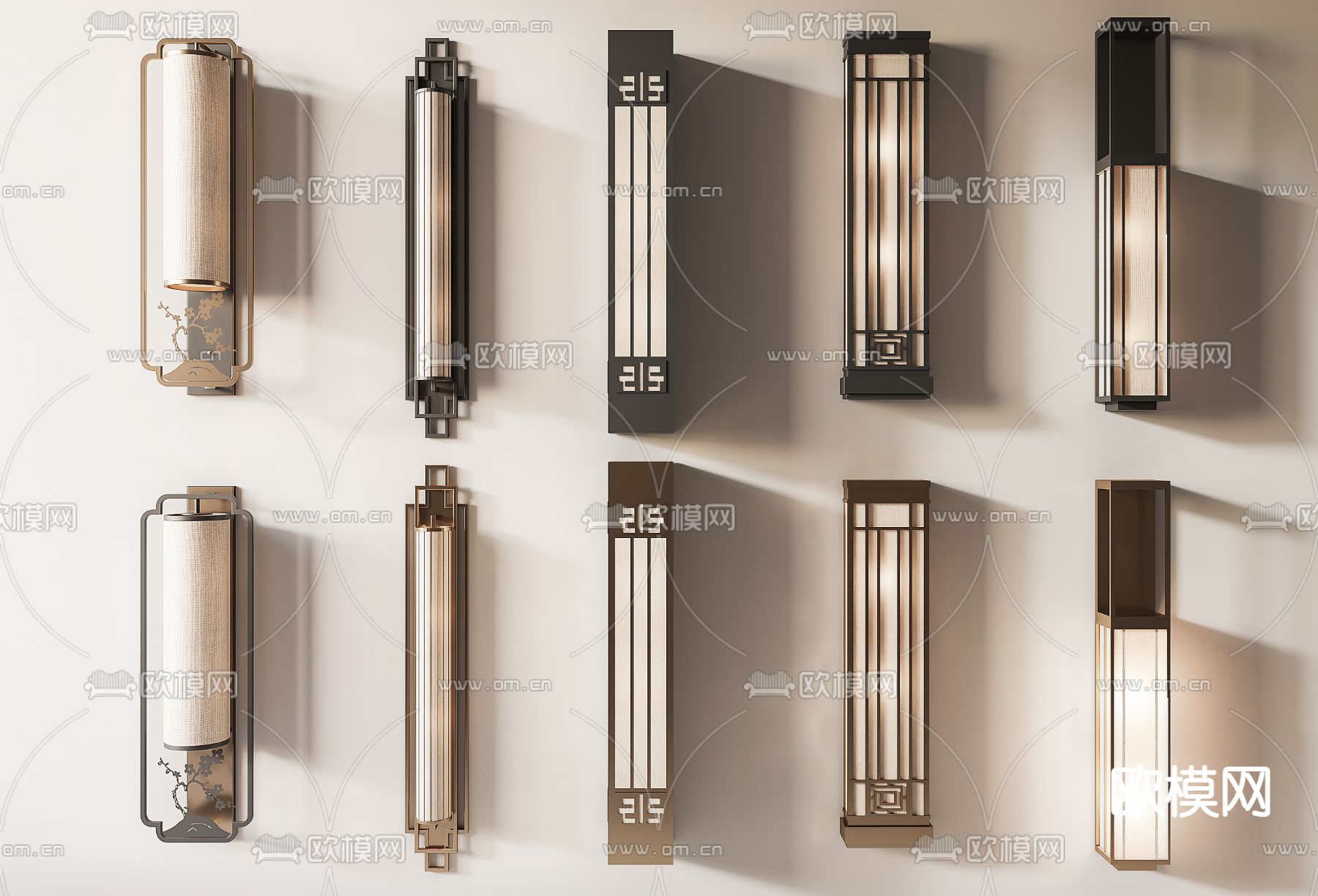 新中式金属壁灯su模型下载（渲染图1）