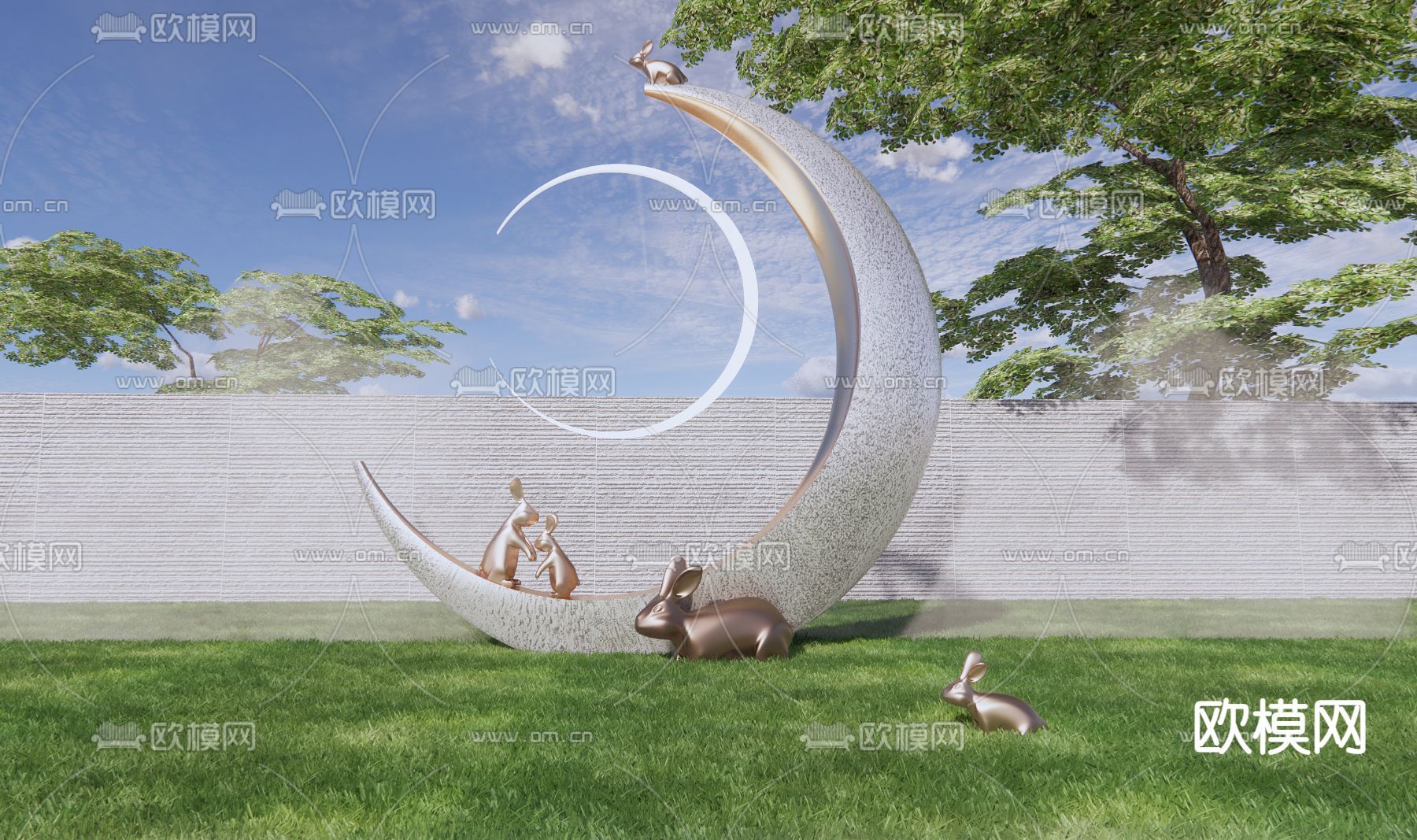 现代景观雕塑小品su模型下载（渲染图3）