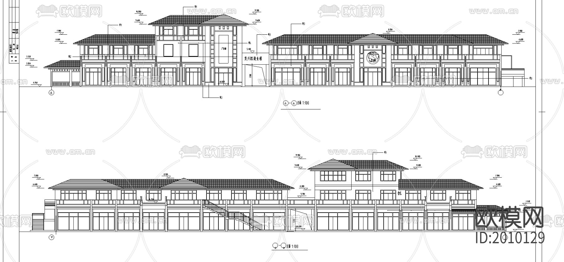 商业街cad施工图下载（渲染图3）