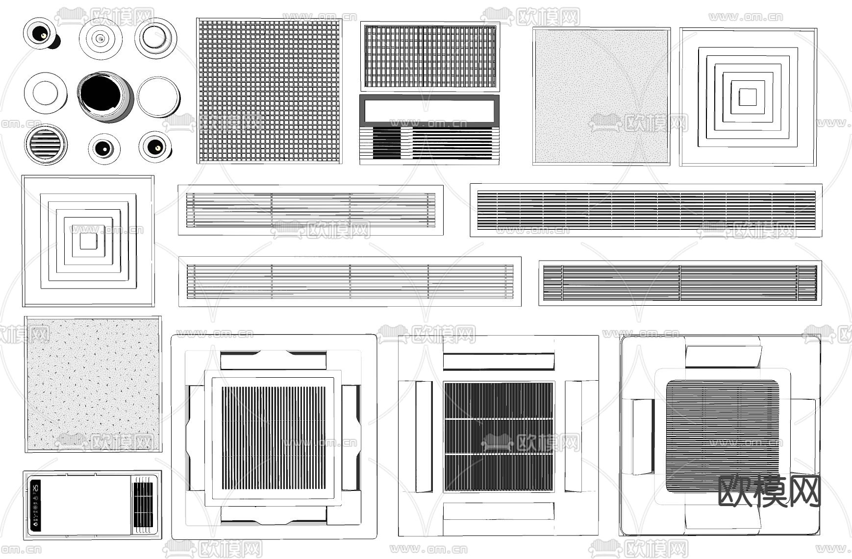 现代空调出风口su模型下载（渲染图2）