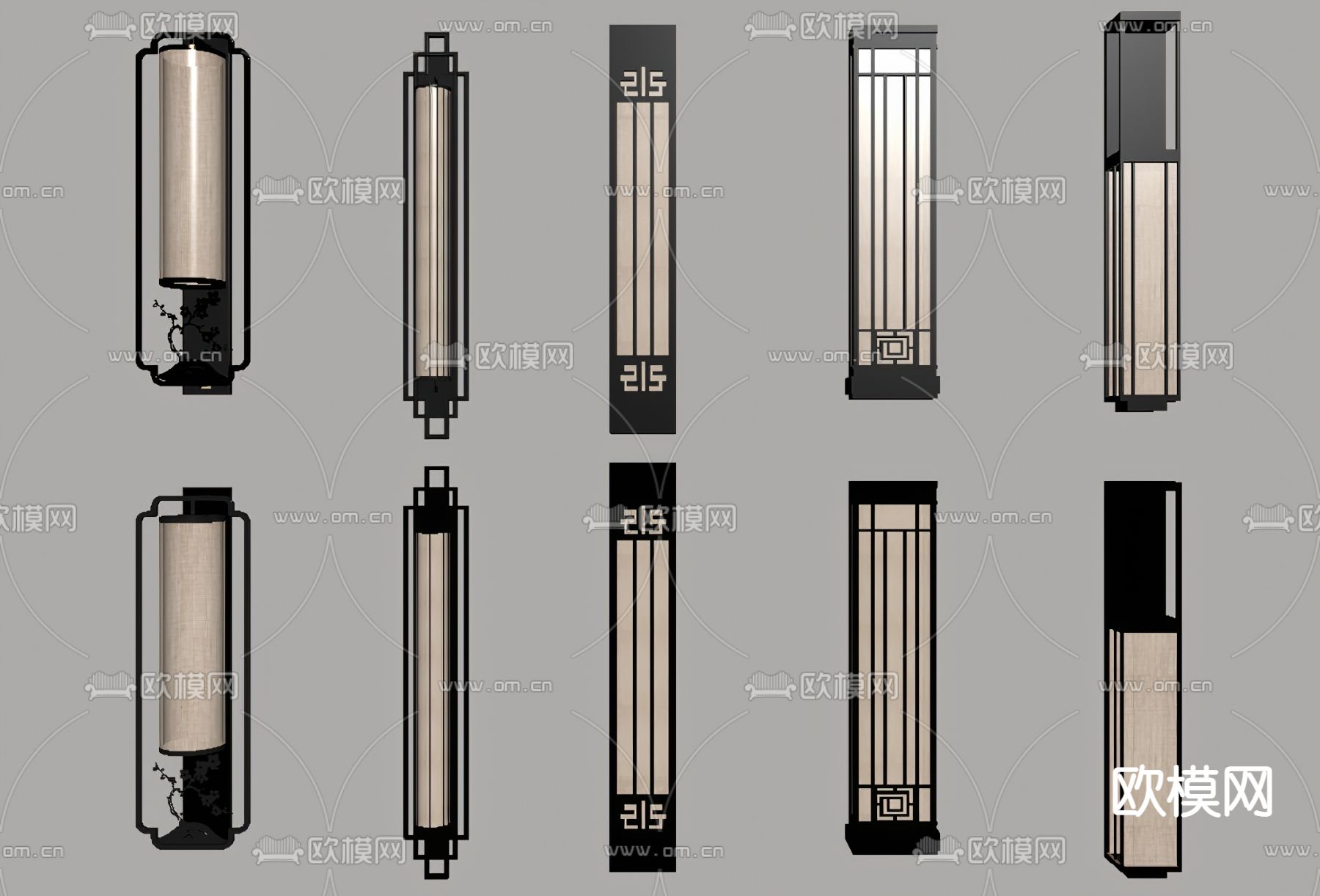新中式金属壁灯su模型下载（渲染图2）
