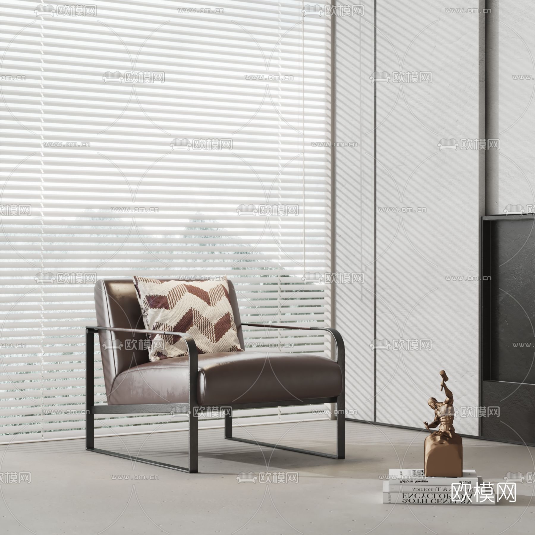 现代皮革休闲沙发3d模型下载