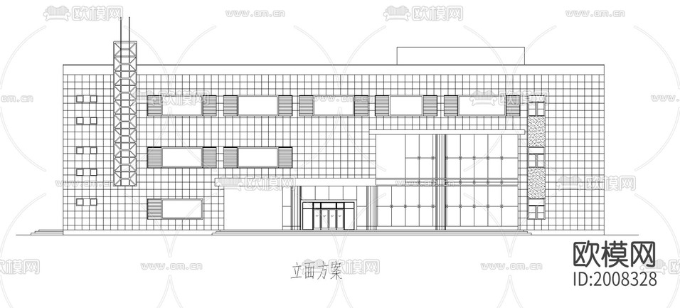 商場建筑cad施工圖下載(渲染圖1)