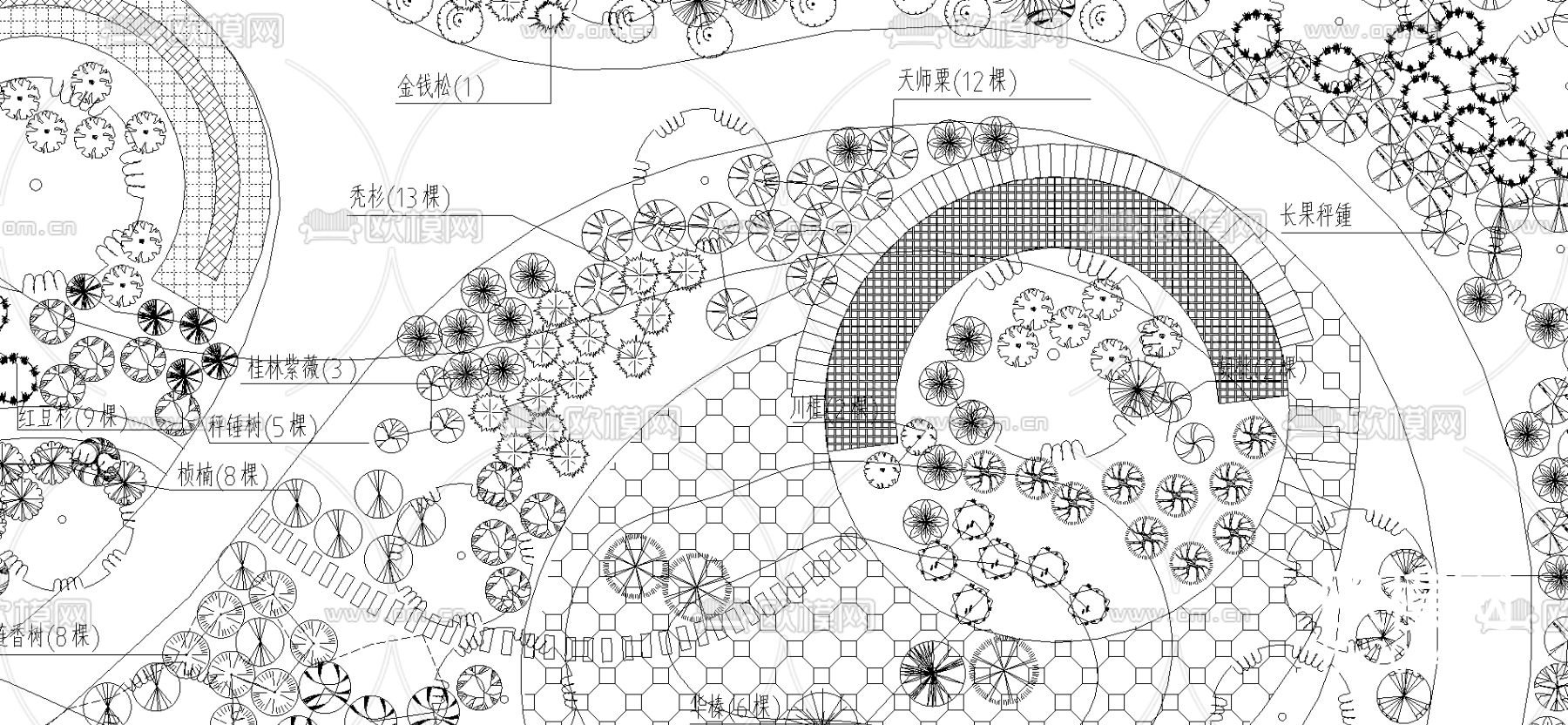 植物园绿化景观cad施工图下载（渲染图2）