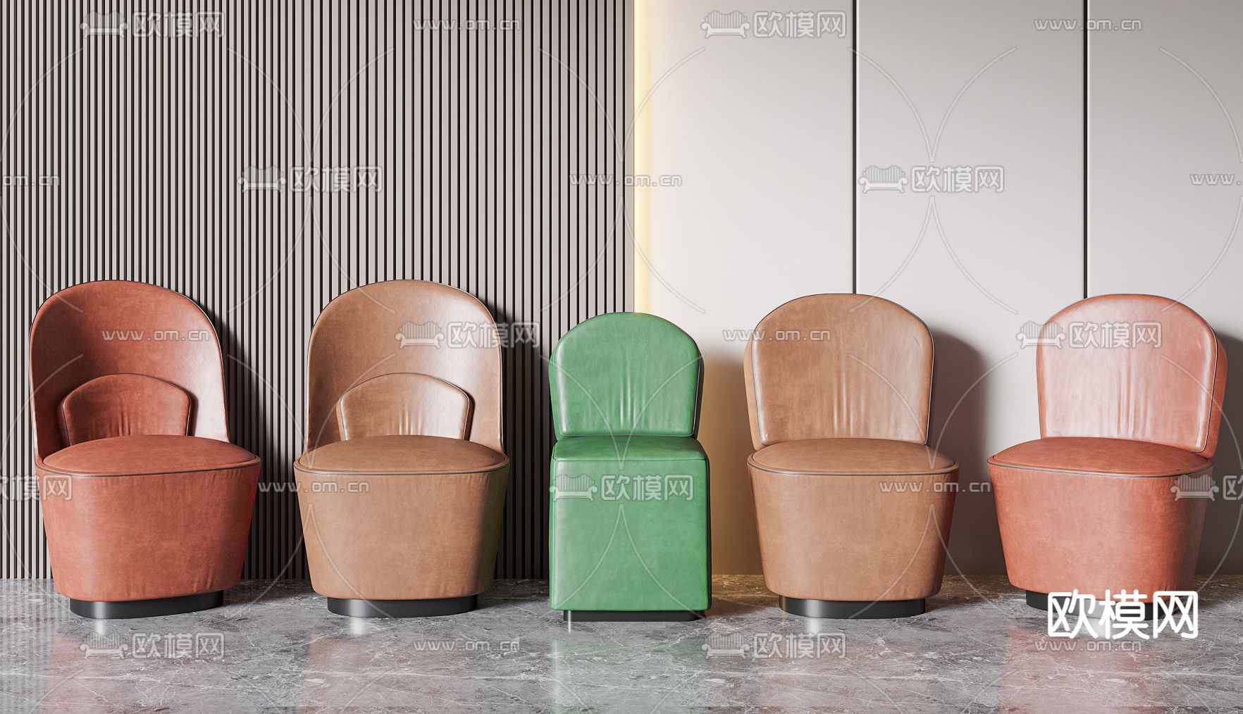 现代皮革单人沙发3d模型下载