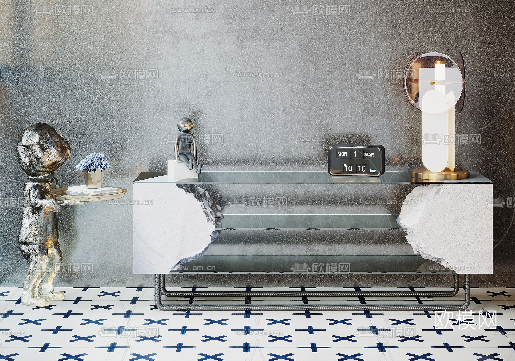 工业风创意电视柜3d模型下载