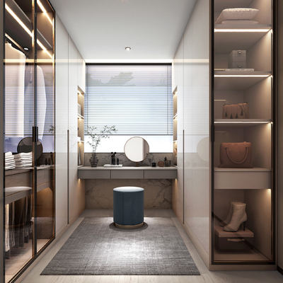  现代衣帽间su模型 