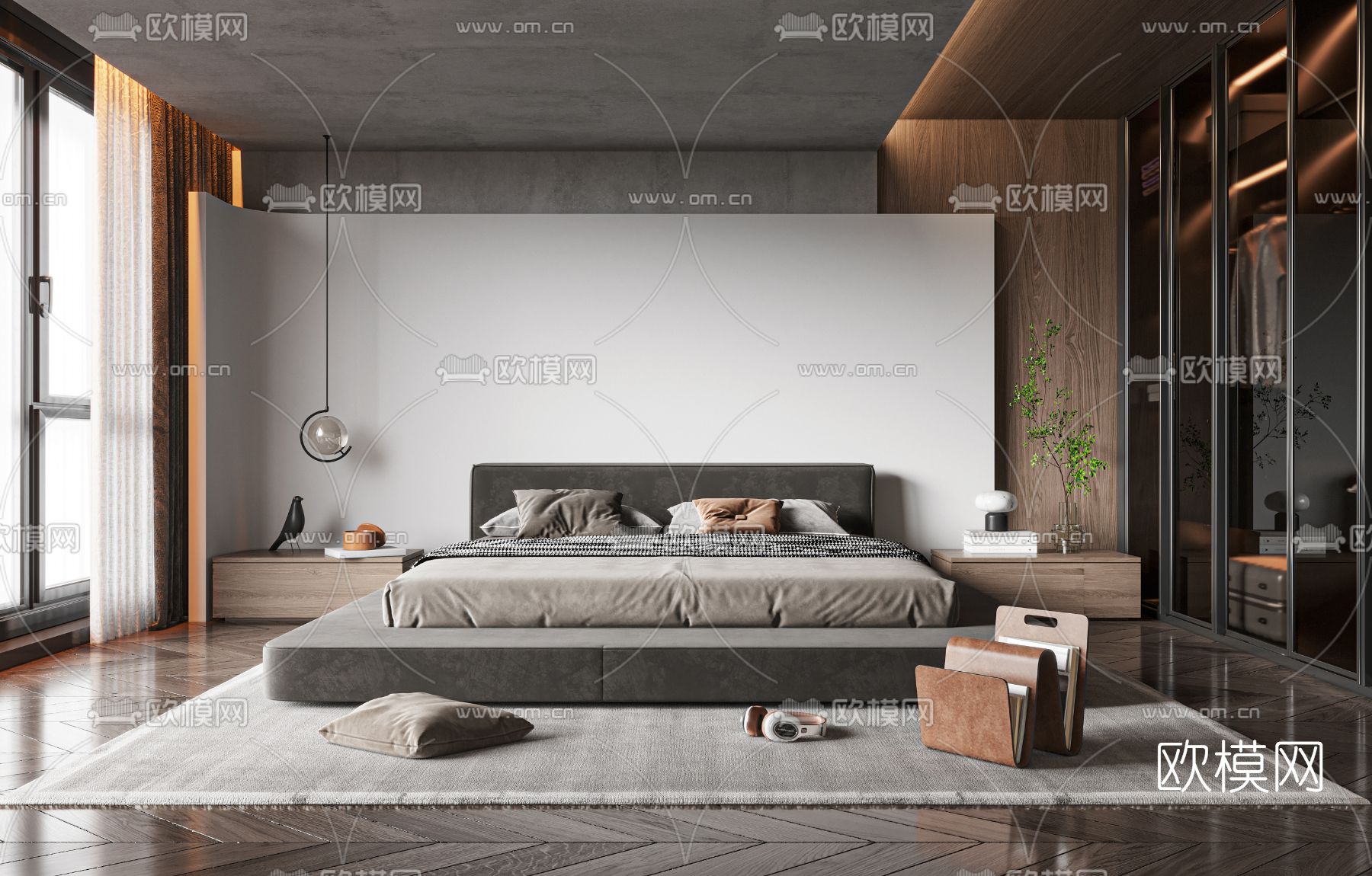 工业风卧室3d模型下载