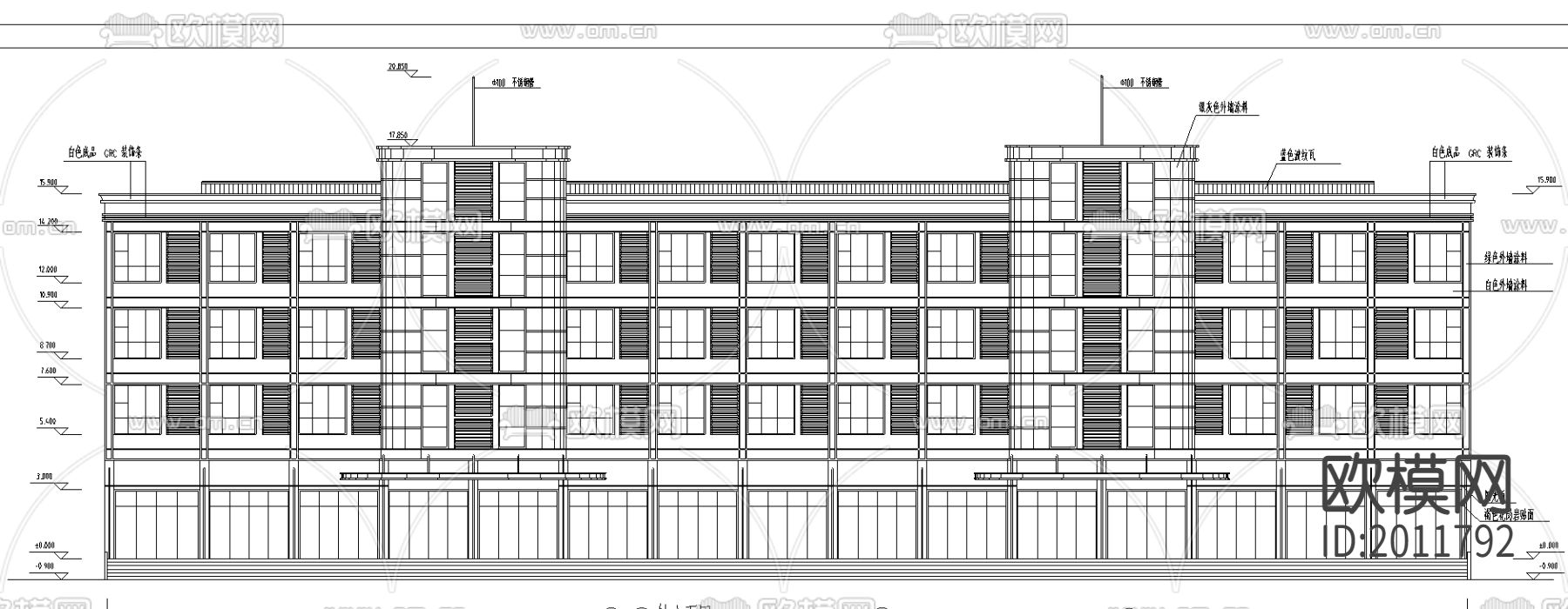商务综合楼cad施工图下载（渲染图2）