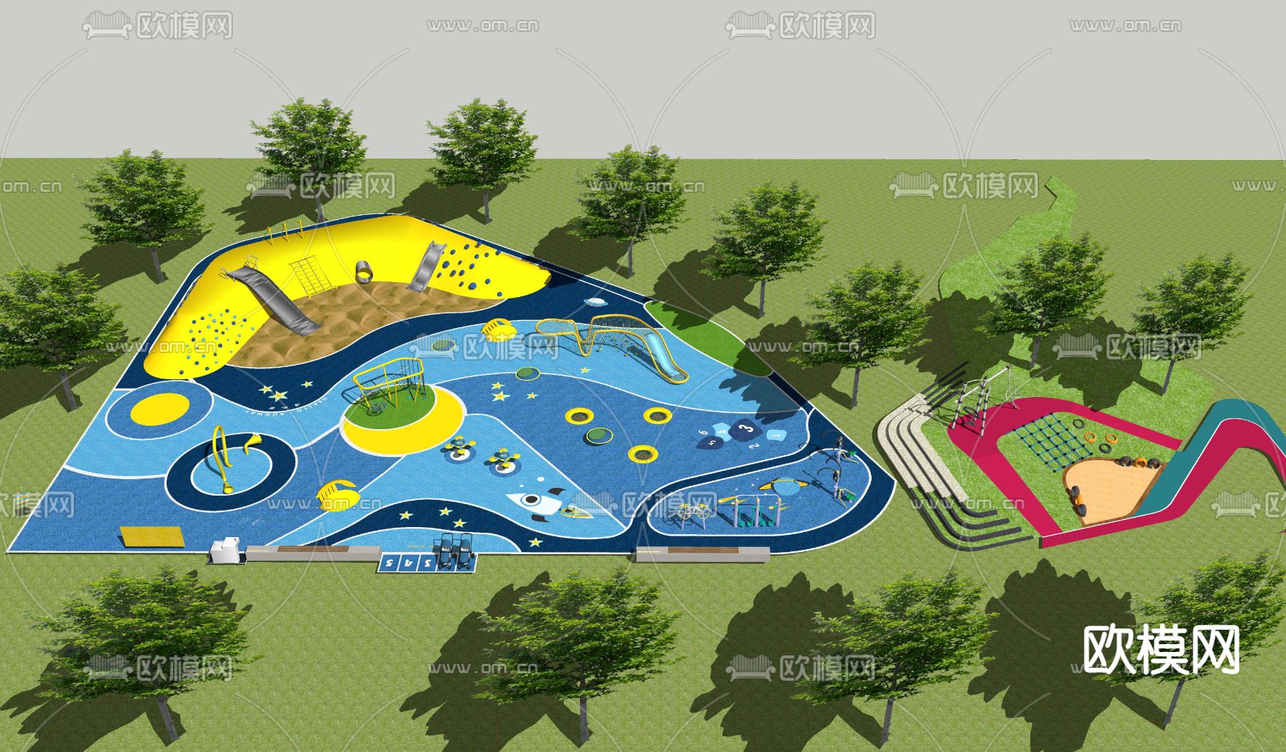 现代儿童游乐公园su模型下载
