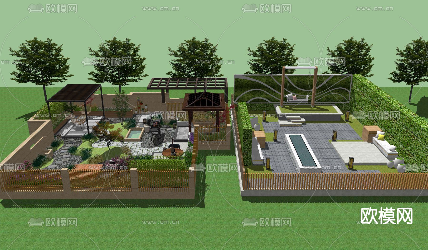 现代屋顶花园su模型