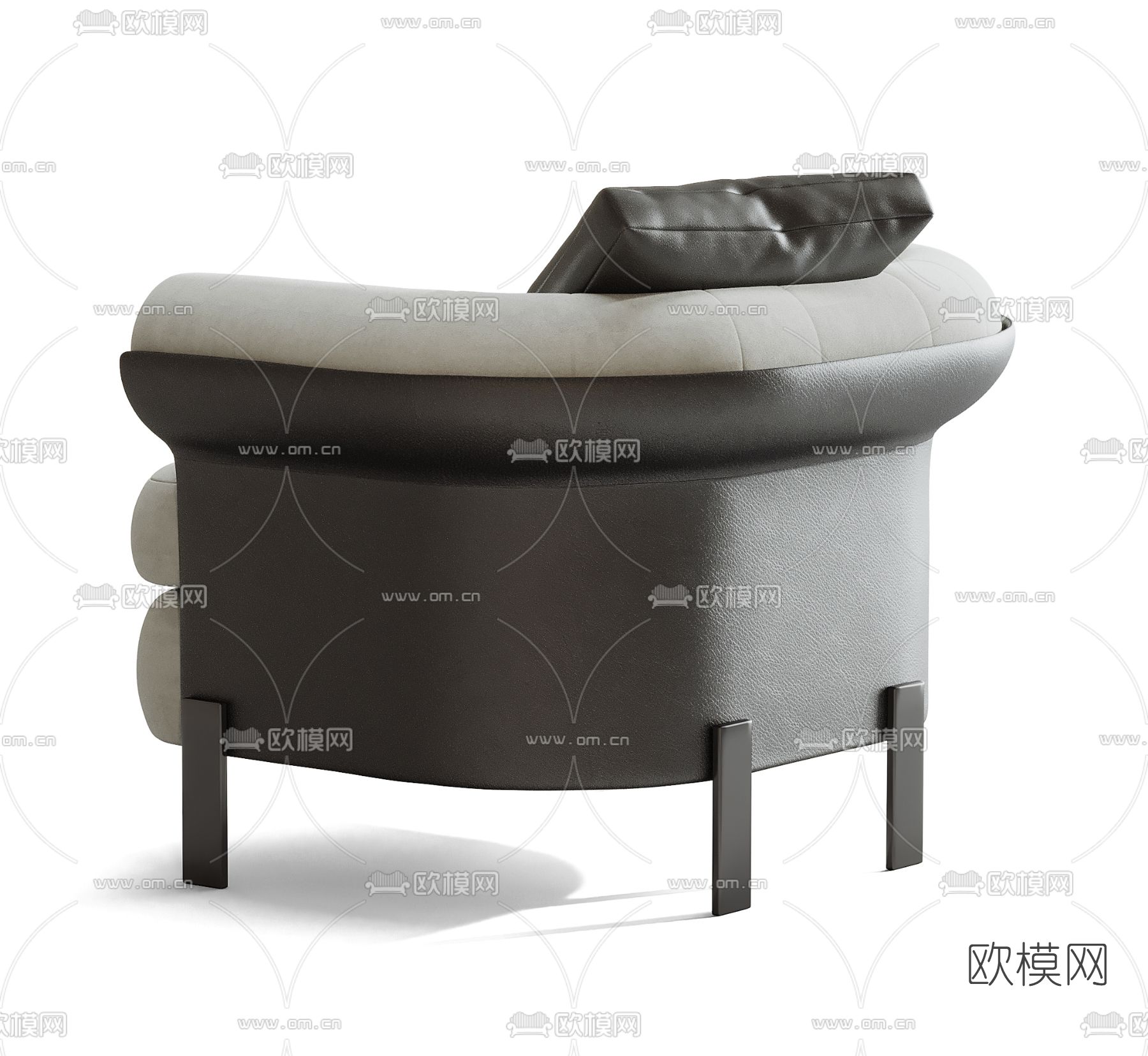 现代布艺双人沙发单人沙发3d模型下载（渲染图2）