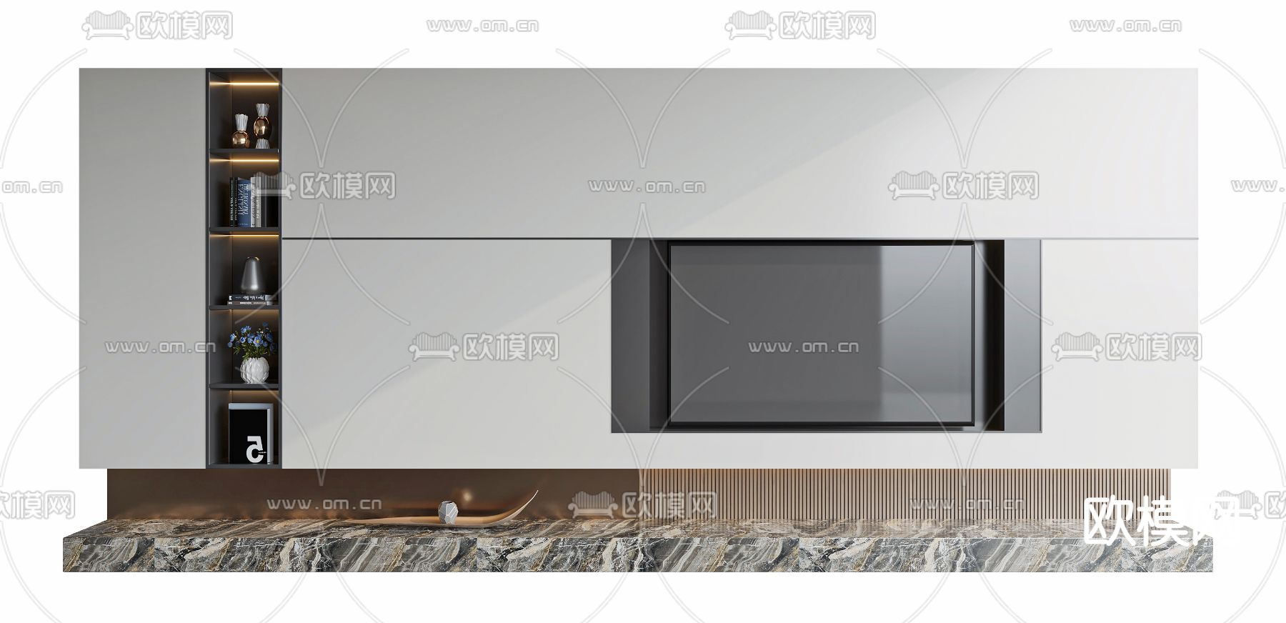 现代电视背景墙su模型下载（渲染图1）