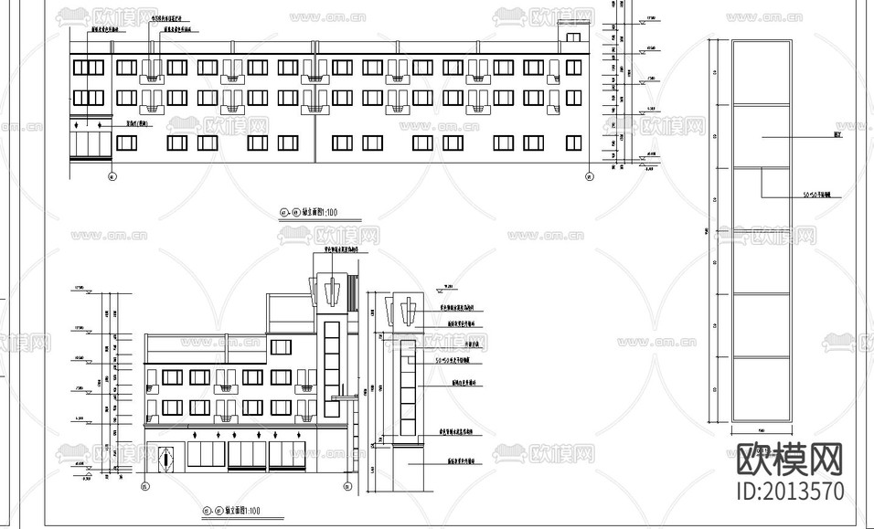 酒店建筑cad施工圖下載(渲染圖1)