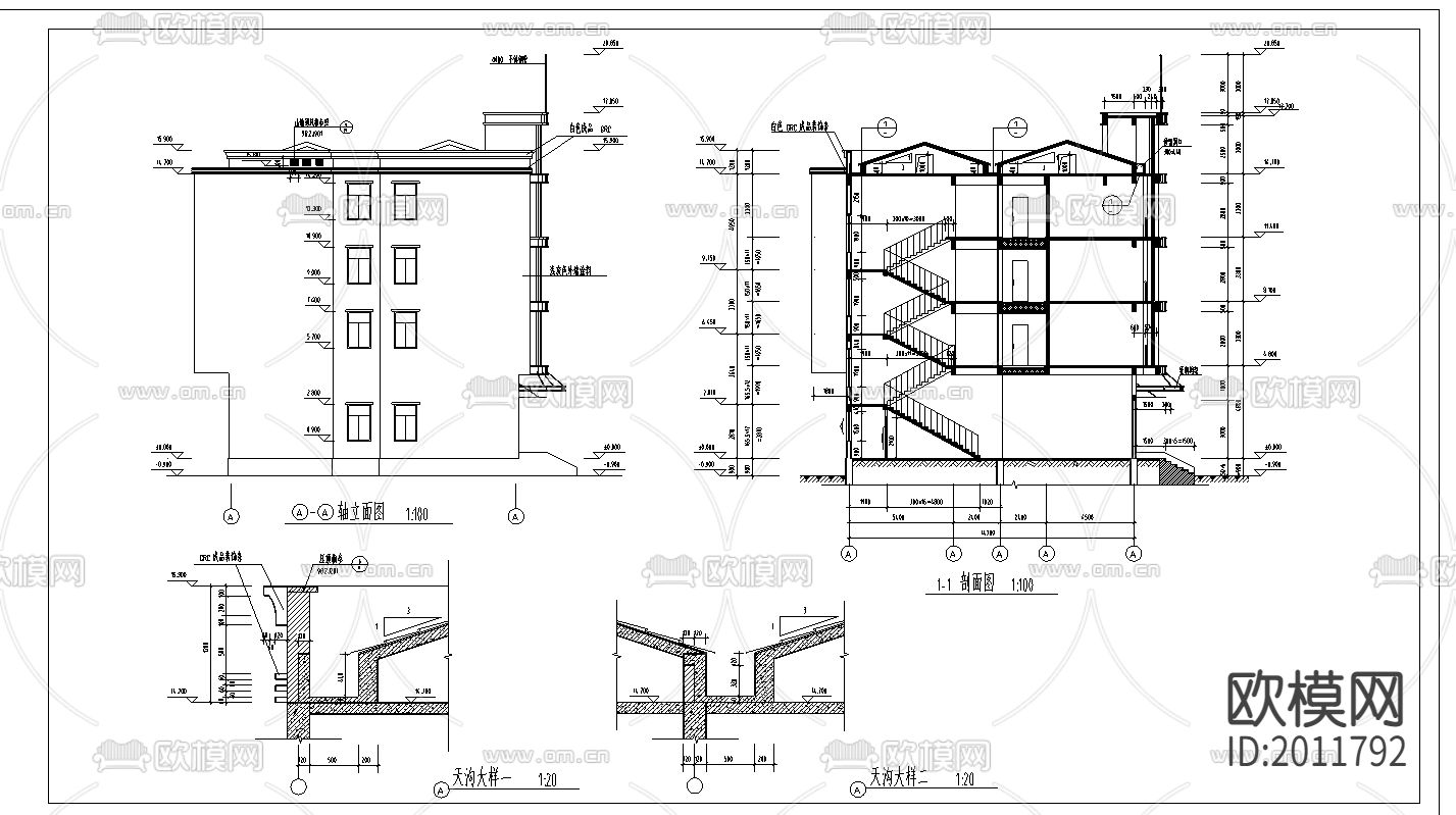 商务综合楼cad施工图下载（渲染图1）