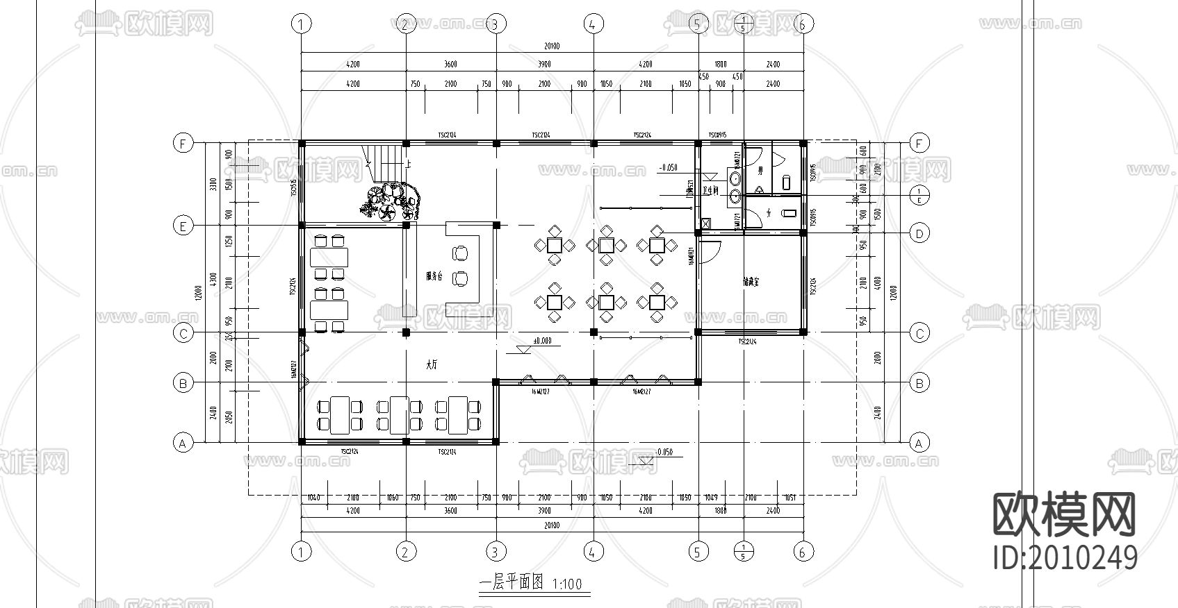 茶楼建筑cad施工图下载（渲染图3）