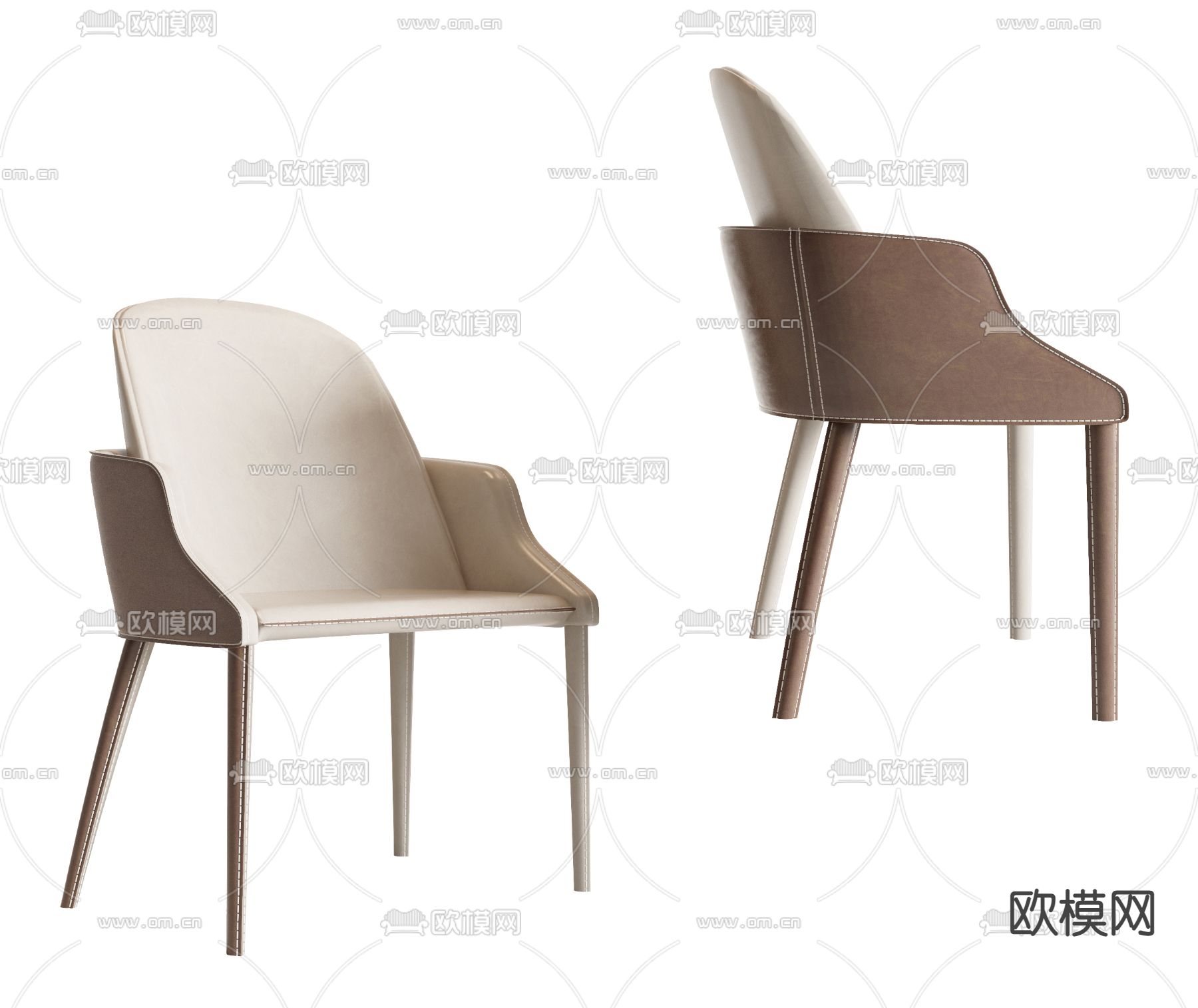 Cor 现代皮革餐椅单椅3d模型下载（渲染图1）