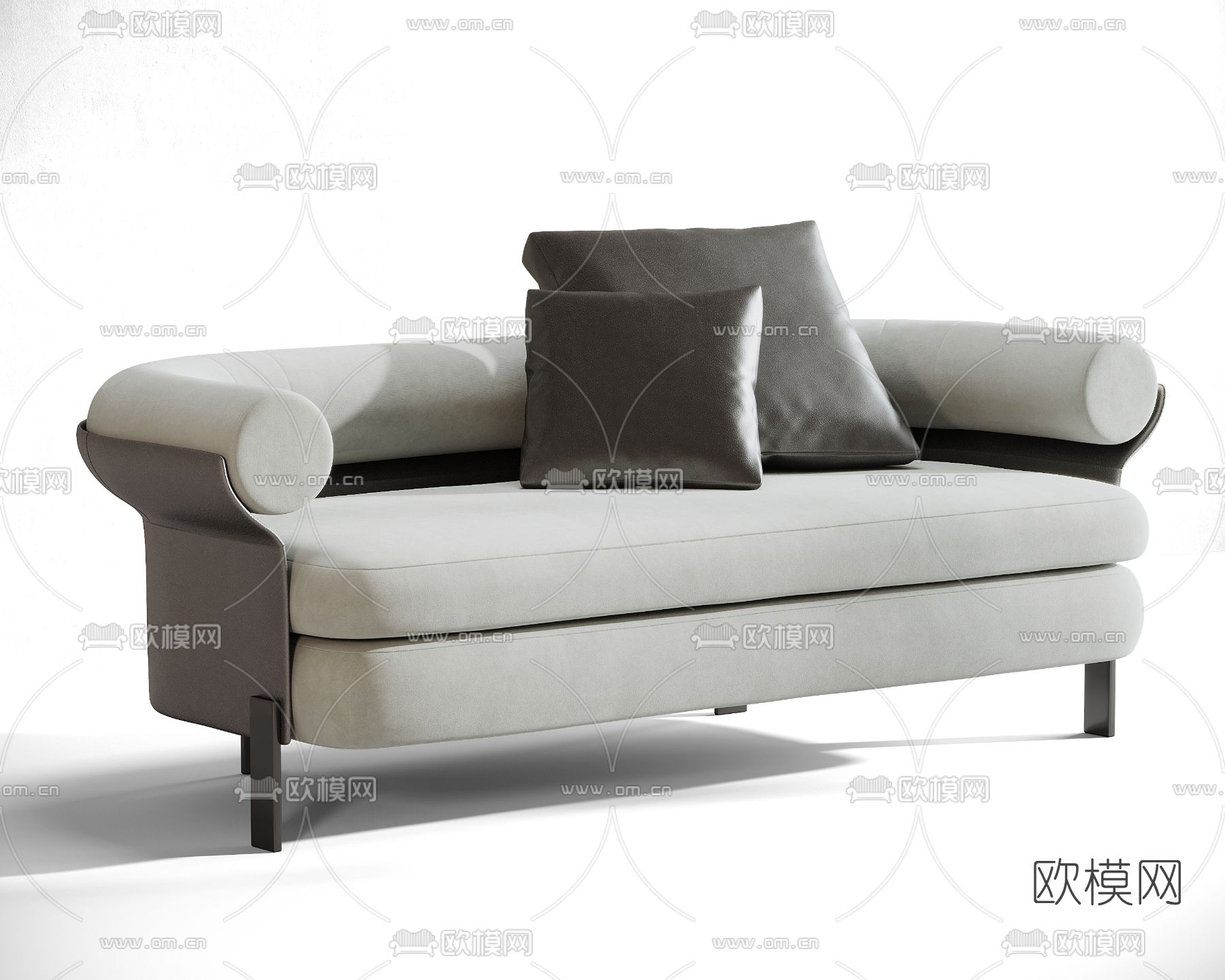 现代布艺双人沙发单人沙发3d模型下载（渲染图4）