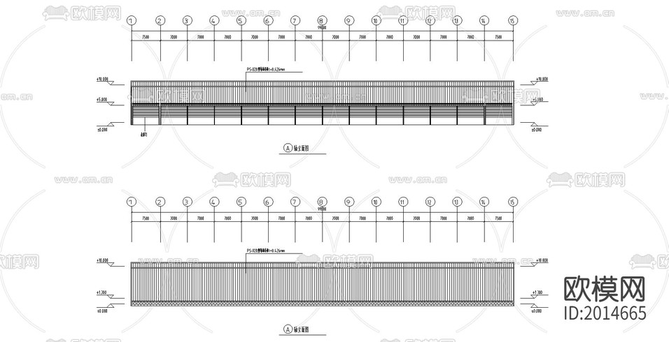 某钢结构工程建筑CAD施工图下载(渲染图1)