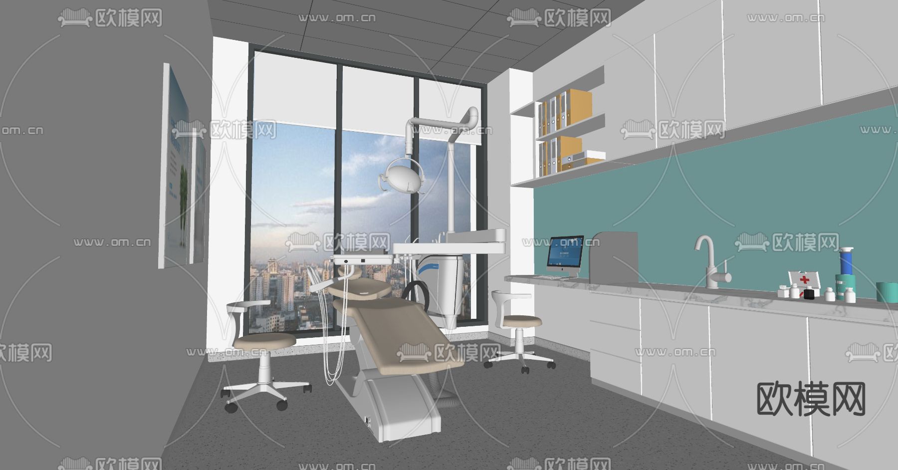 现代牙科诊疗室su模型下载（渲染图2）